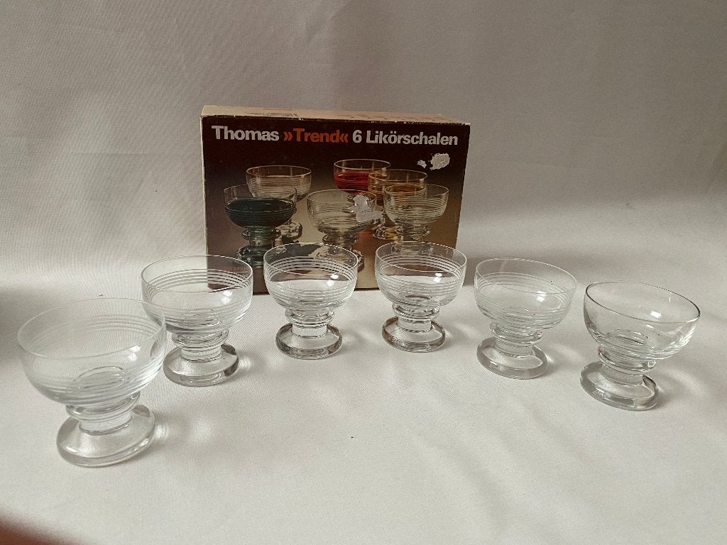 Retro/60s Set van 5 kristallen Thomas 'Trend' likeurglaasjes, Ophalen of Verzenden, Gebruikt, Borrel- of Shotglas