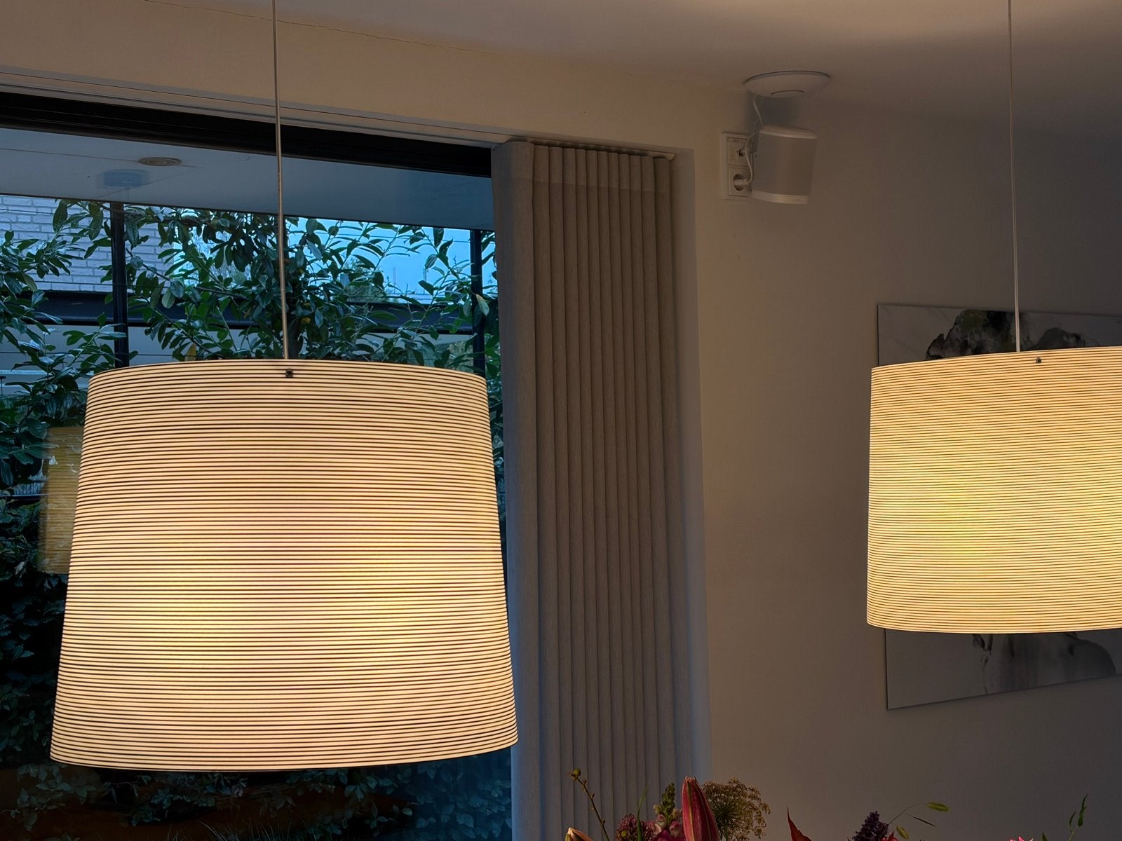2x Foscarini Giga Lite hanglampen - Zeer goede staat dimbaar, Ophalen of Verzenden, Zo goed als nieuw, Textiel, E27 (groot)