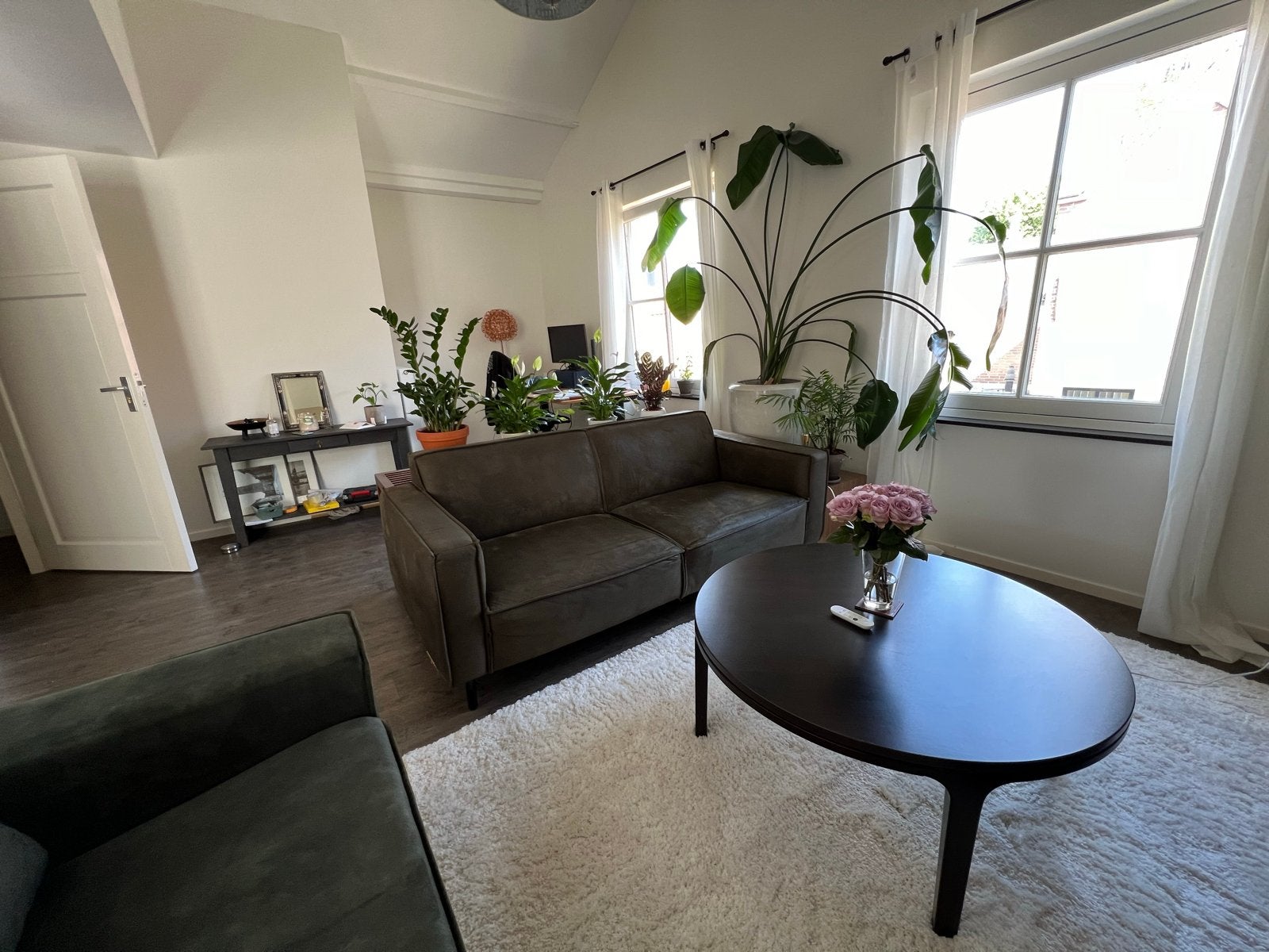 Comfortabele 2-zitsbank in olijfgroen - gebruikt goede staat, Ophalen, Gebruikt, 150 tot 200 cm, Tweepersoons