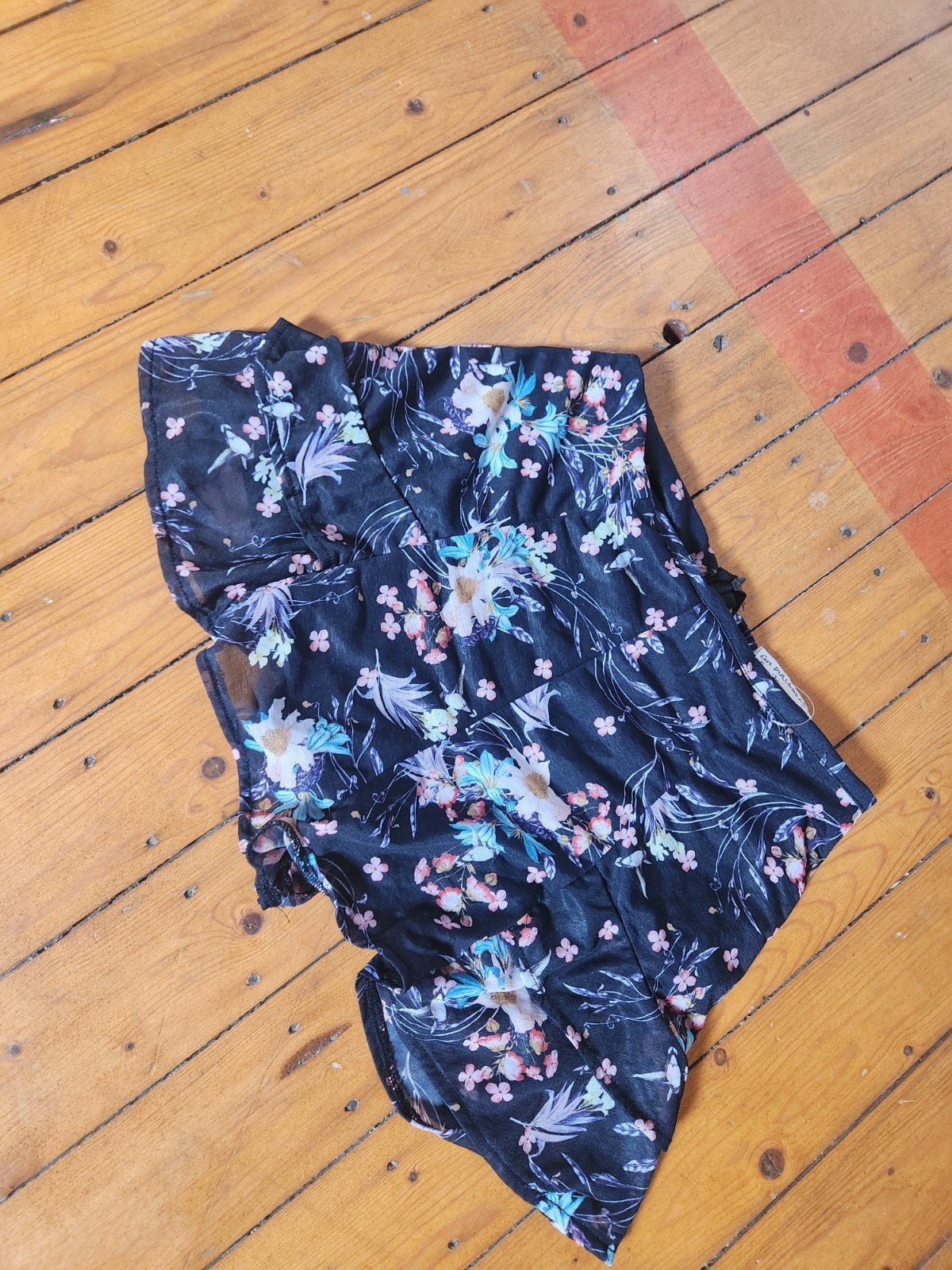 Broekrok XS/S hoge taille bloemenprint extra binnenvoering, Pull&Bear, Zwart, Nieuw, Ophalen of Verzenden