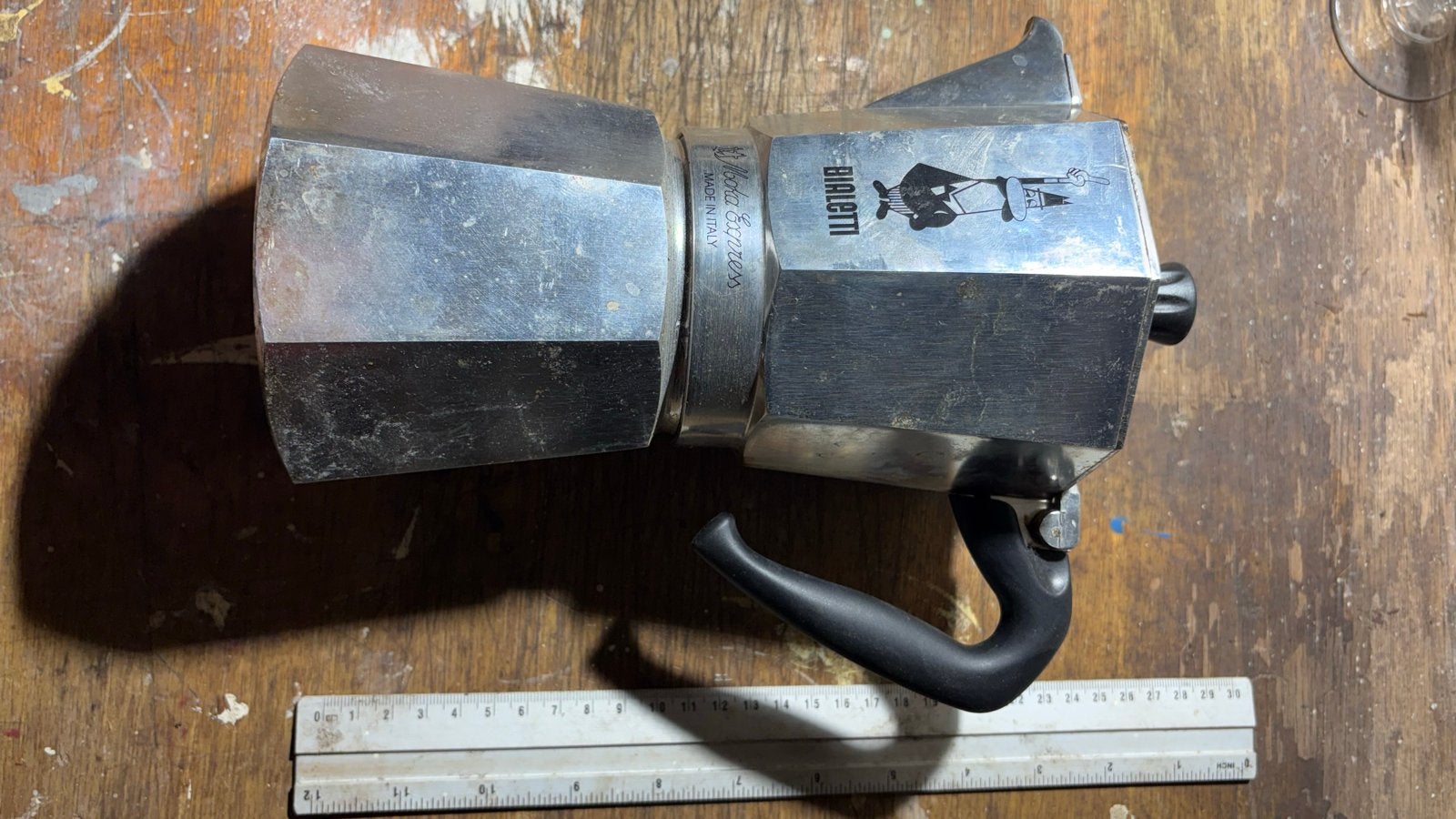 Bialetti Moka Express - 25 cm - Gebruikt, Gebruikt, Zilver, Ophalen of Verzenden, Metaal