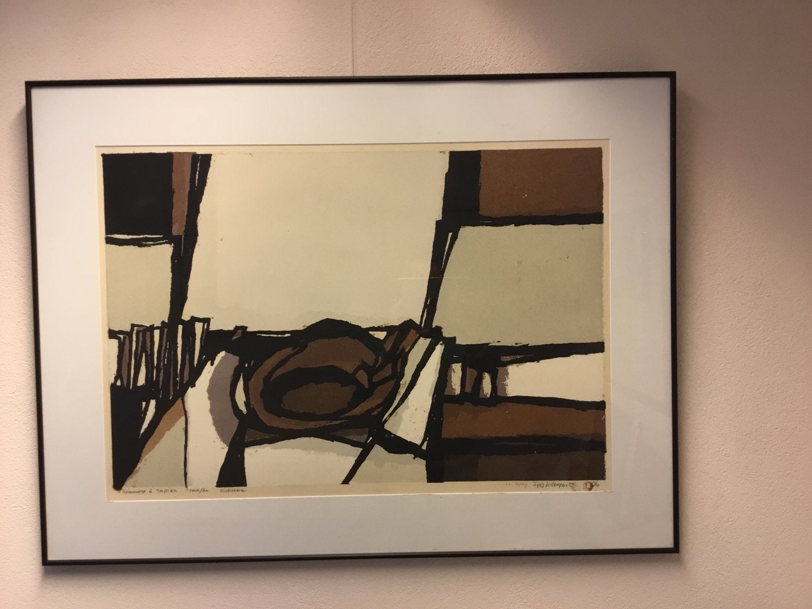 Fon klement.  Hommage a Tapies. 1/24, Antiek en Kunst, Met glas, Ophalen, Abstract, Linosnede