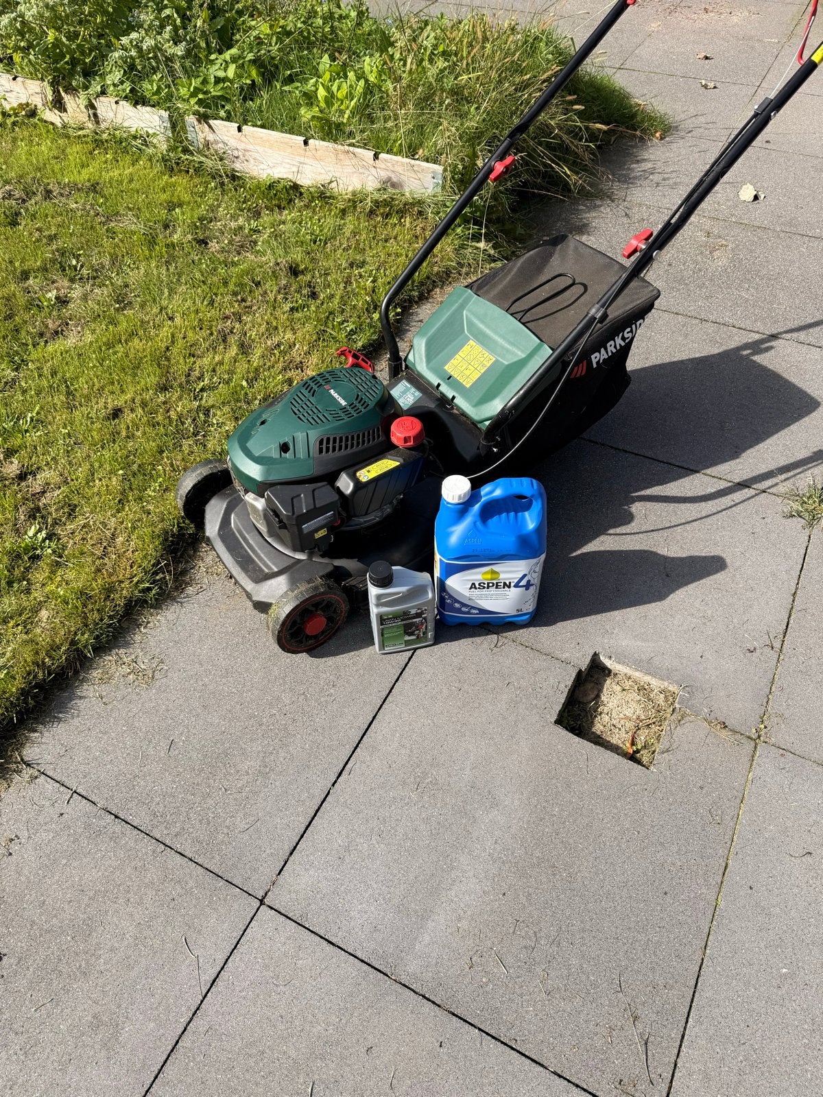 Parkside benzine grasmaaier, Tuin en Terras, Ophalen, Gebruikt, Benzine-grasmaaier, Opvangzak