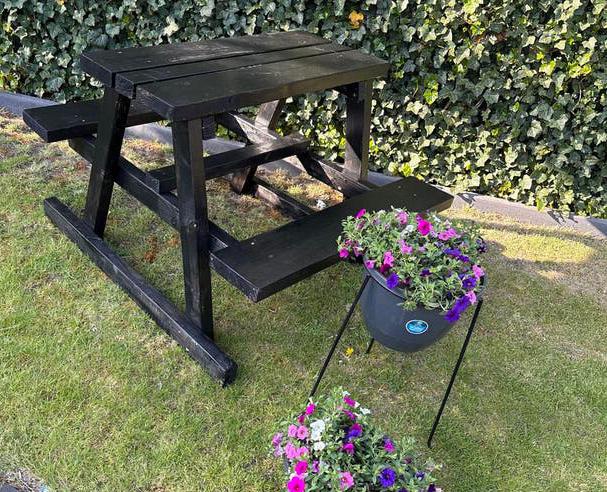 Zwarte houten picknicktafel voor kinderen, Nieuw, Rechthoekig, Hout, Ophalen