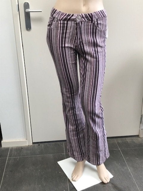 Paars gestreepte ribbroek in maat 34, Paars, Ophalen of Verzenden, Maat 34 (XS) of kleiner, Lang