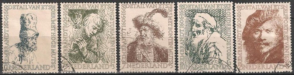 Rembrandt serie 671 - 675 O. ADV. no.54 L., Verzenden, Na 1940, Gestempeld