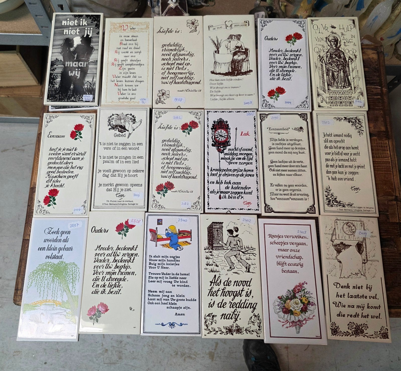 Diverse Vintage Tegeltjes met Spreuken tegelwijsheid, Verzenden