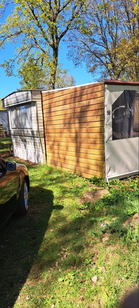Stacaravan met overkapping en buitenruimte, Caravans en Kamperen, Stacaravans, tot en met 4, Ophalen