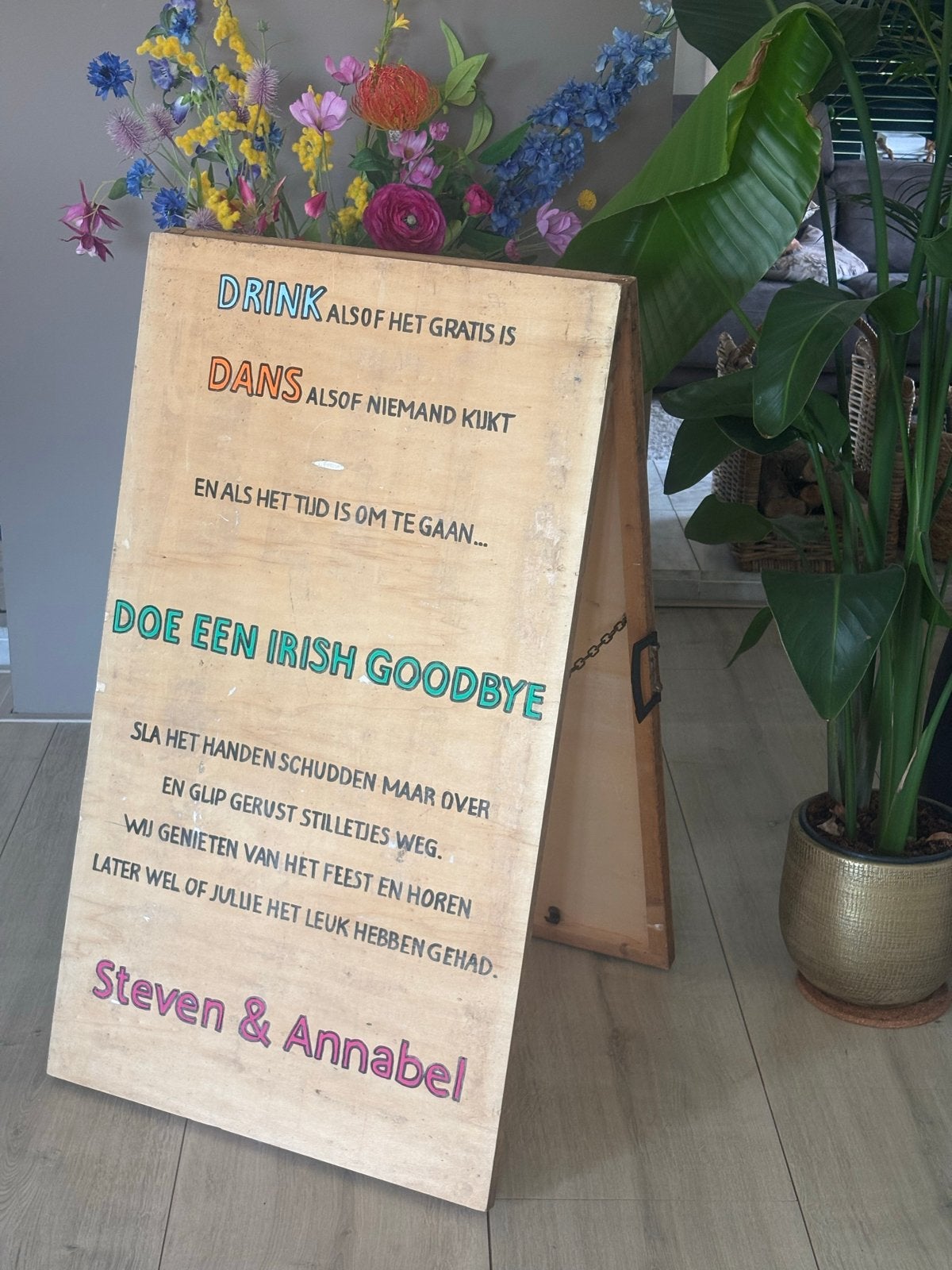 Houten bord bruiloft "Irish Goodbye", Ophalen, Gebruikt