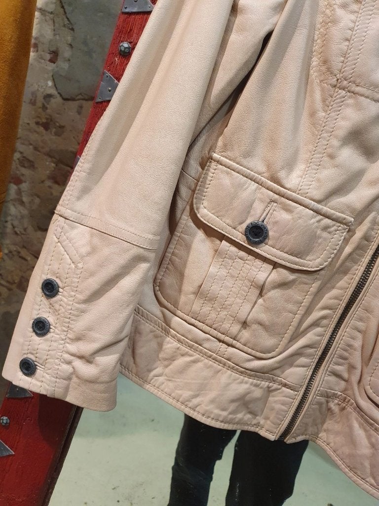 Beige Dames Jas, echt leer - Maat XS, Kleding | Dames, Beige, Ophalen of Verzenden, EDC by Esprit, DJT De Juiste Toon