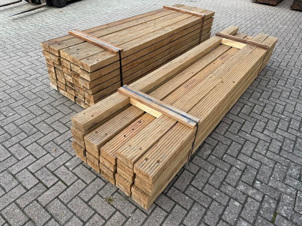 5-6 Azobe VlonderBalken * Hardhouten Balken * Brugdekdelen, Tuin en Terras, Palen, Balken en Planken, Ophalen, Gebruikt, Hardhout
