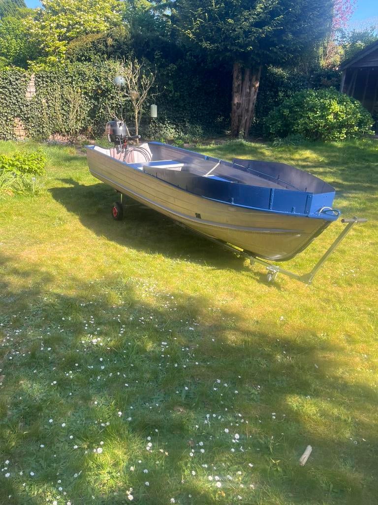 Vaarklare aluminium boot met Suzuki 6PK, Watersport en Boten, Ophalen, Anker, Gebruikt, Vissloep
