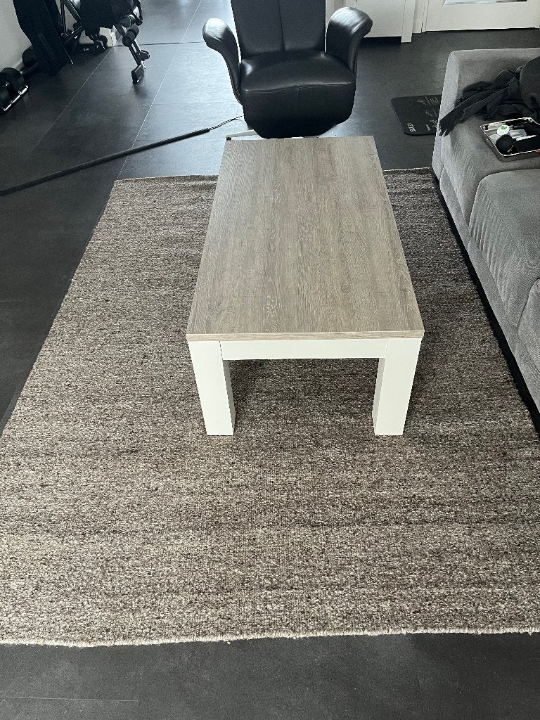 Stevige Salontafel, melamine (wit/grijs), Ophalen, Overige materialen, Gebruikt, 50 tot 100 cm