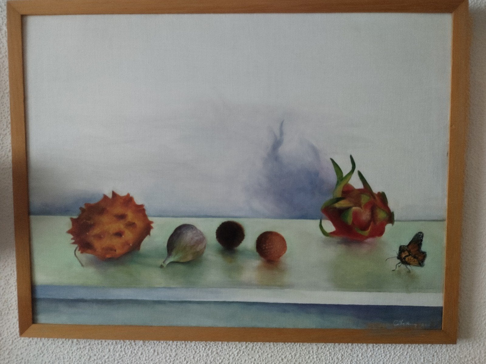 Stilleven met exotisch fruit en vlinder, Ophalen of Verzenden