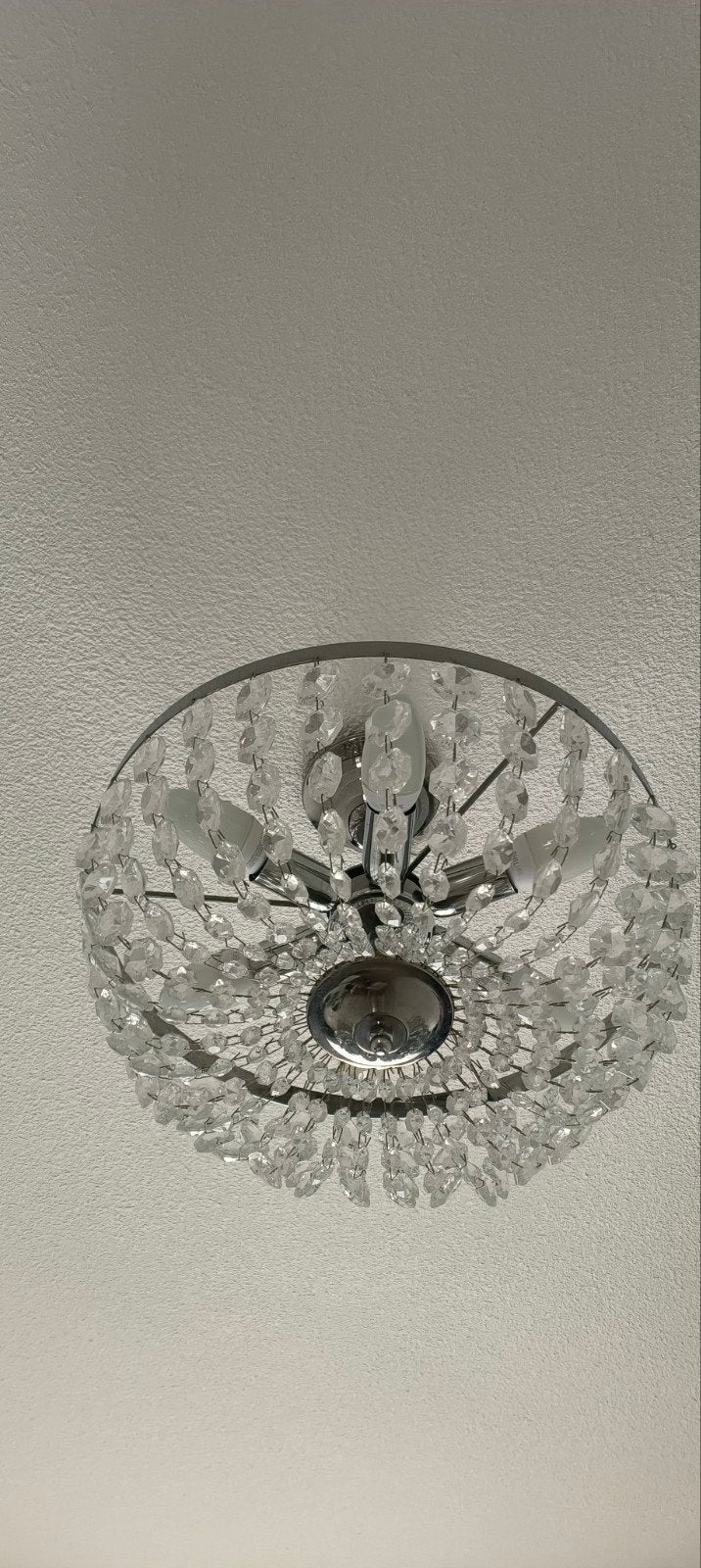 Elegante Kroonluchter plafonnière met Kristallen, Klassiek, Glamour, E14 (klein), Ophalen of Verzenden, Zo goed als nieuw