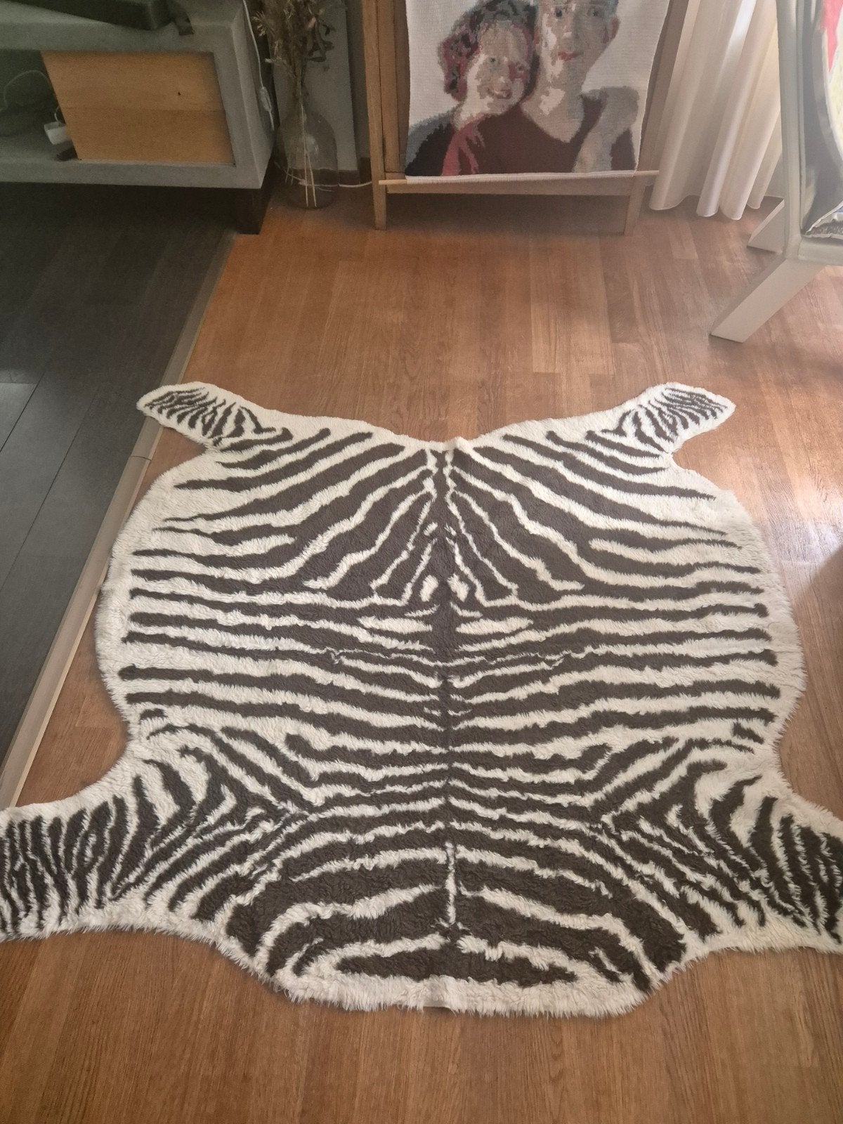 Zebraprint vloerkleed - 150 x 140 cm, Gebruikt, 100 tot 150 cm, Zebraprint, Modern, Speels, Ophalen of Verzenden