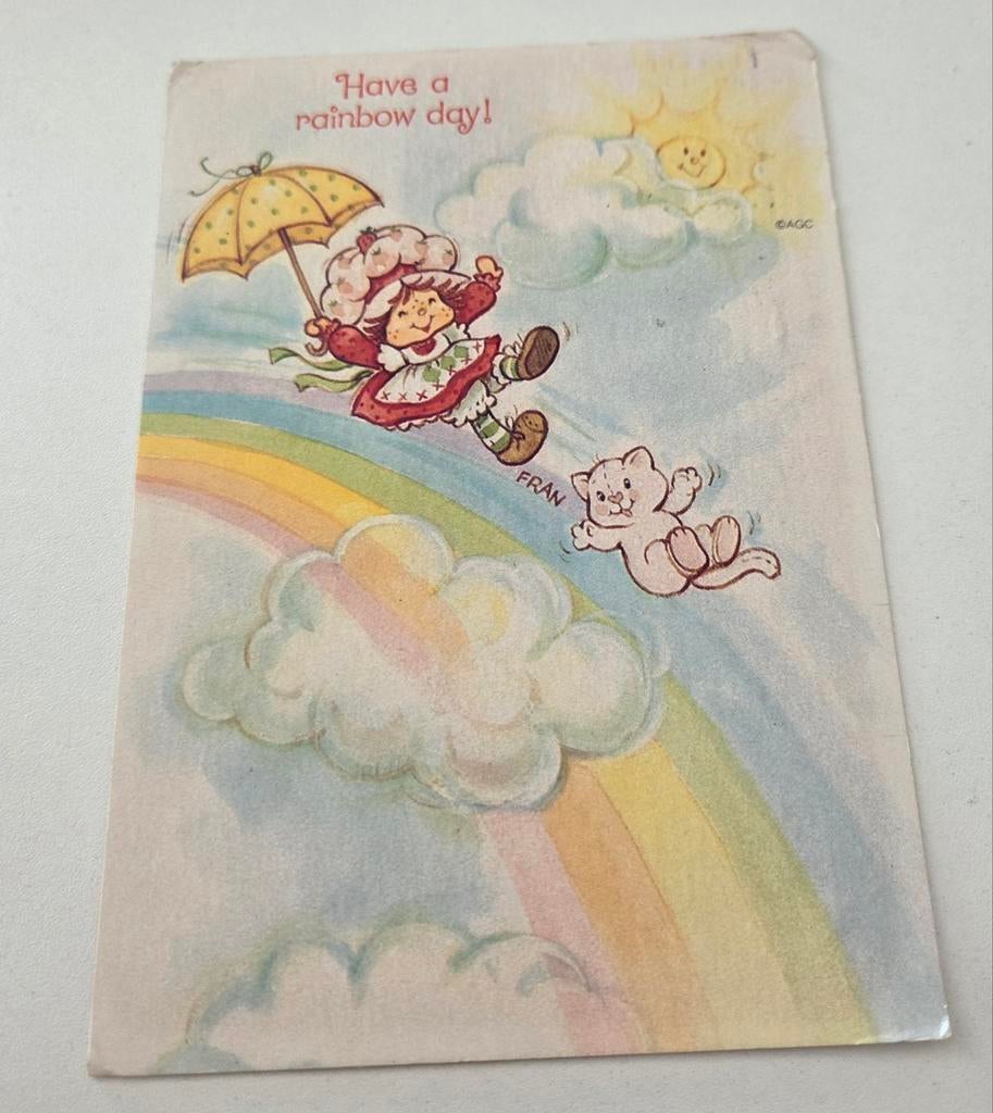 Meisje en poes glijden van regenboog, Verzenden, 1980 tot heden, Gelopen, Kinderen