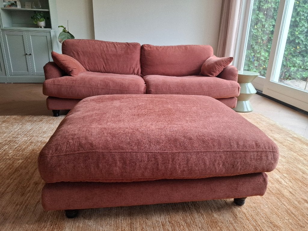 Bank + hocker Noon, Laredoute, Ophalen, 100 tot 125 cm, Zo goed als nieuw, Rechte bank