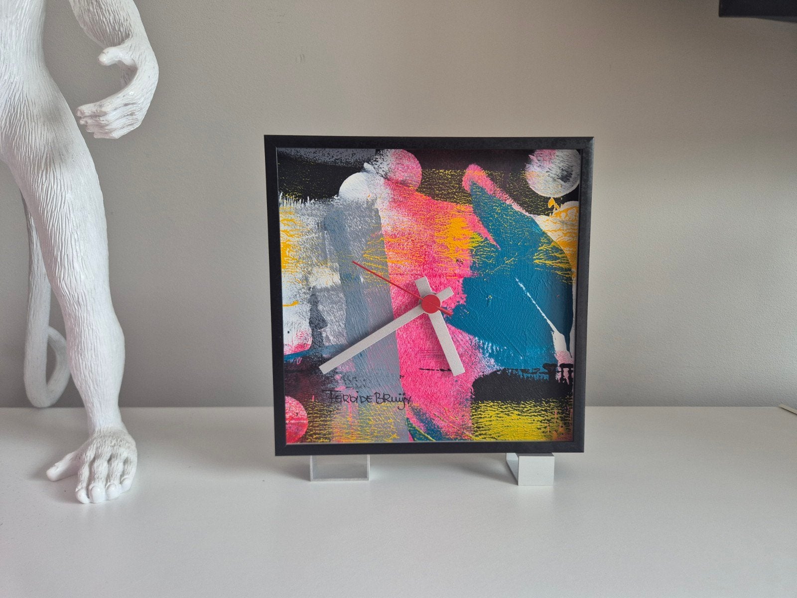 Design kunstklok van Ferdi de Bruijn – gesigneerd/genummerd, Meerkleurig, Ophalen of Verzenden, Overige materialen, 20 cm