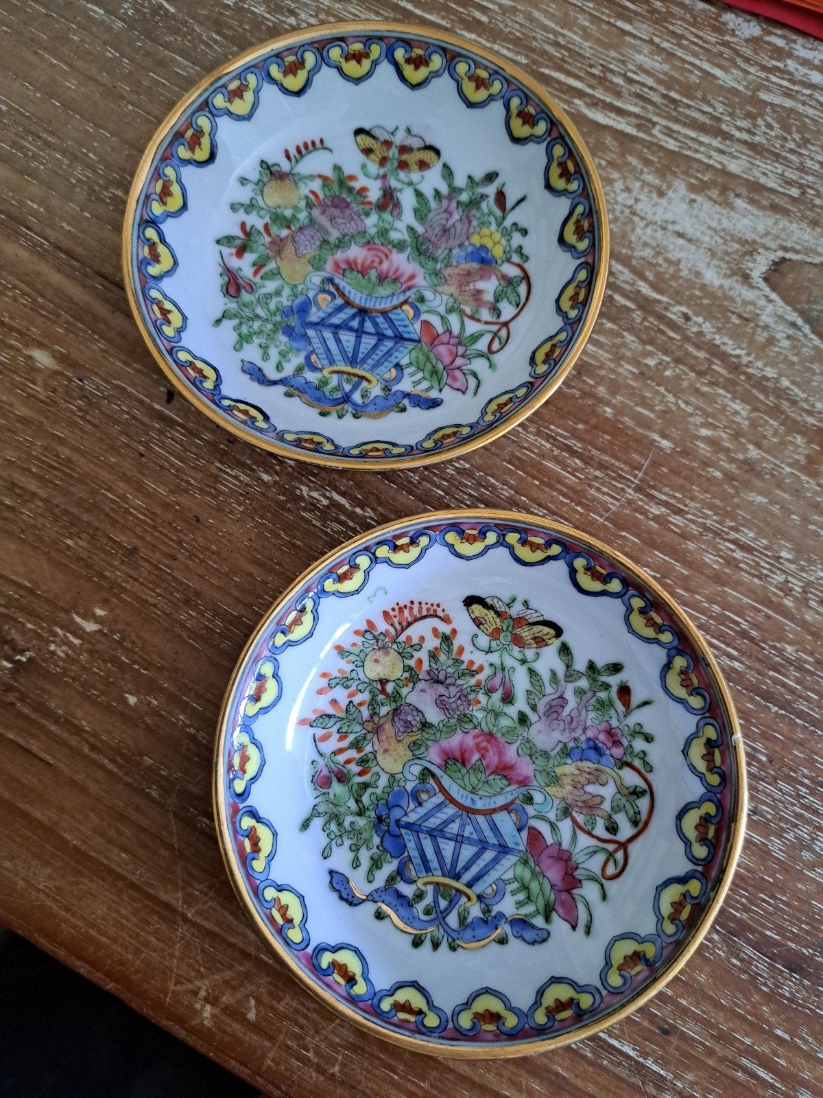 2 antieke vintage Chinese Kantonese schaaltjes, Ophalen of Verzenden