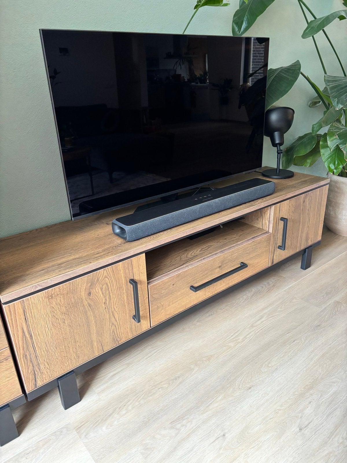 Complete tv-meubelset Adanti (tobacco), Ophalen, 150 tot 200 cm, Zo goed als nieuw, 150 tot 200 cm