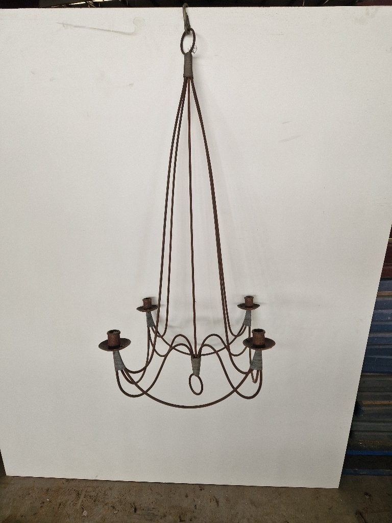 Brocante metalen kaarsen kroonluchter 4 kaarsen, Ophalen of Verzenden