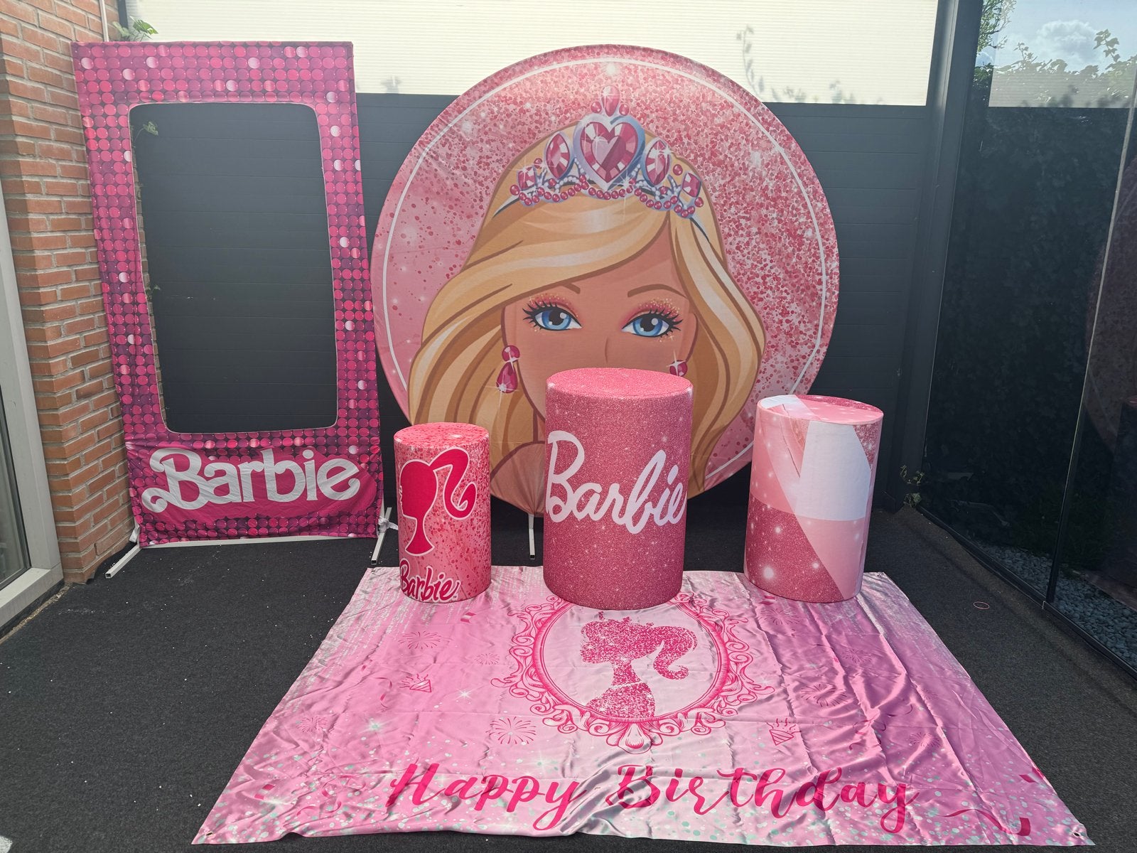 Barbie Backdrop en Decoratie te Huur voor Feestjes, Ophalen of Verzenden, Zo goed als nieuw, Versiering, Film of Tv