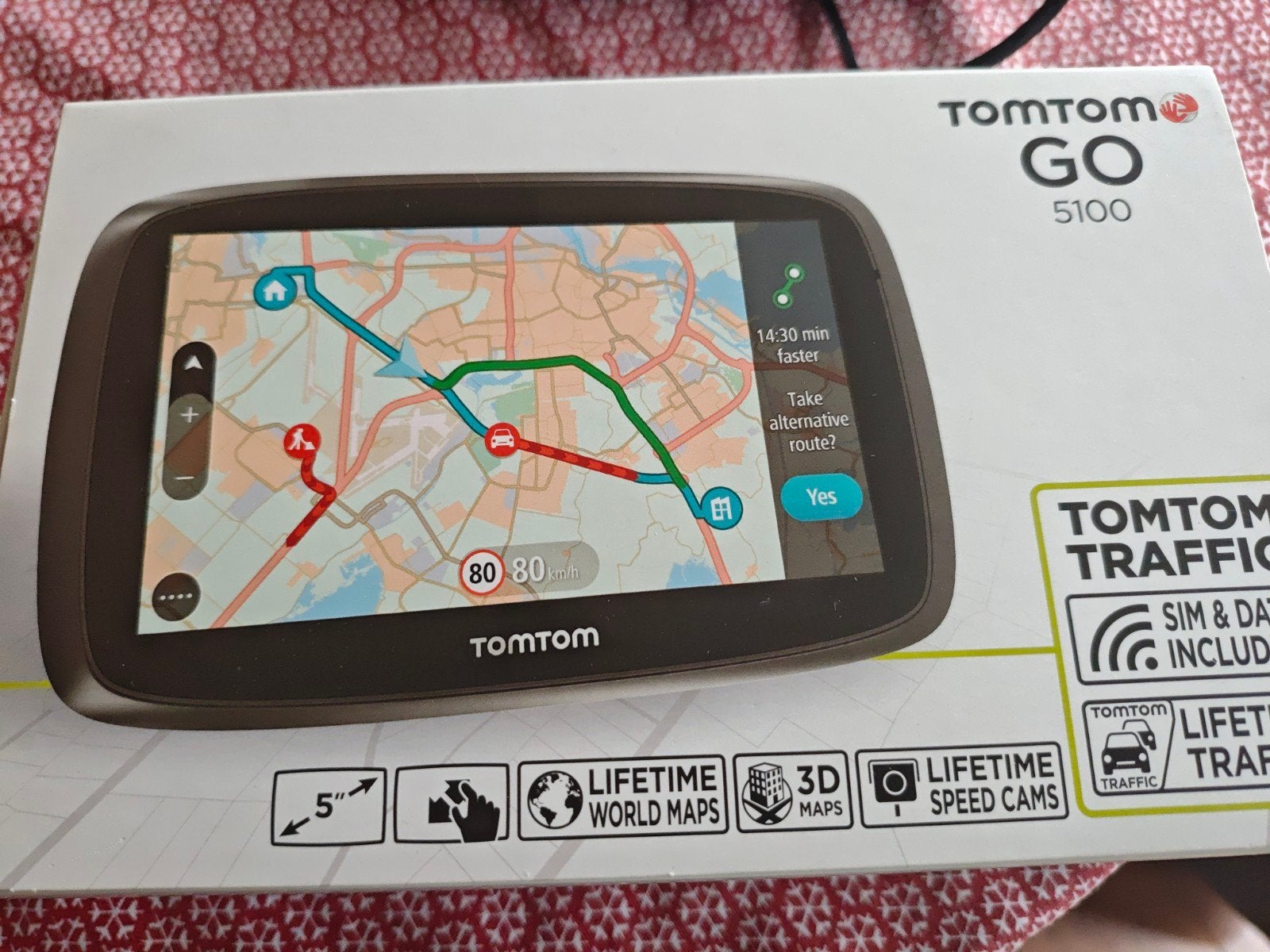TomTom GO 5100 met SIM kaart, Lifetime Traffic & Flitser, Ophalen of Verzenden