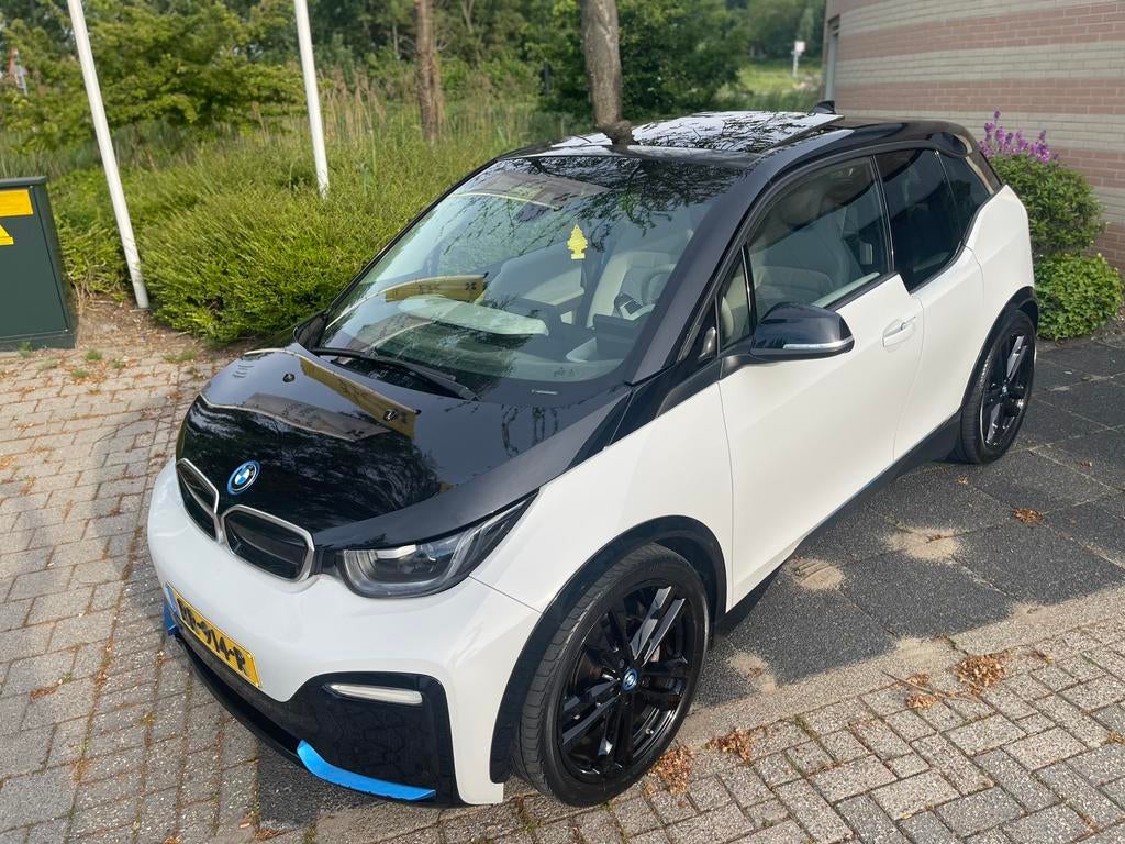 BMW i3s 184pk (94 Ah)Aut 2018 opendak/keyless H&K Warmtepomp, Auto's, BMW, Automaat, Achterwielaandrijving, Beige, 4 stoelen