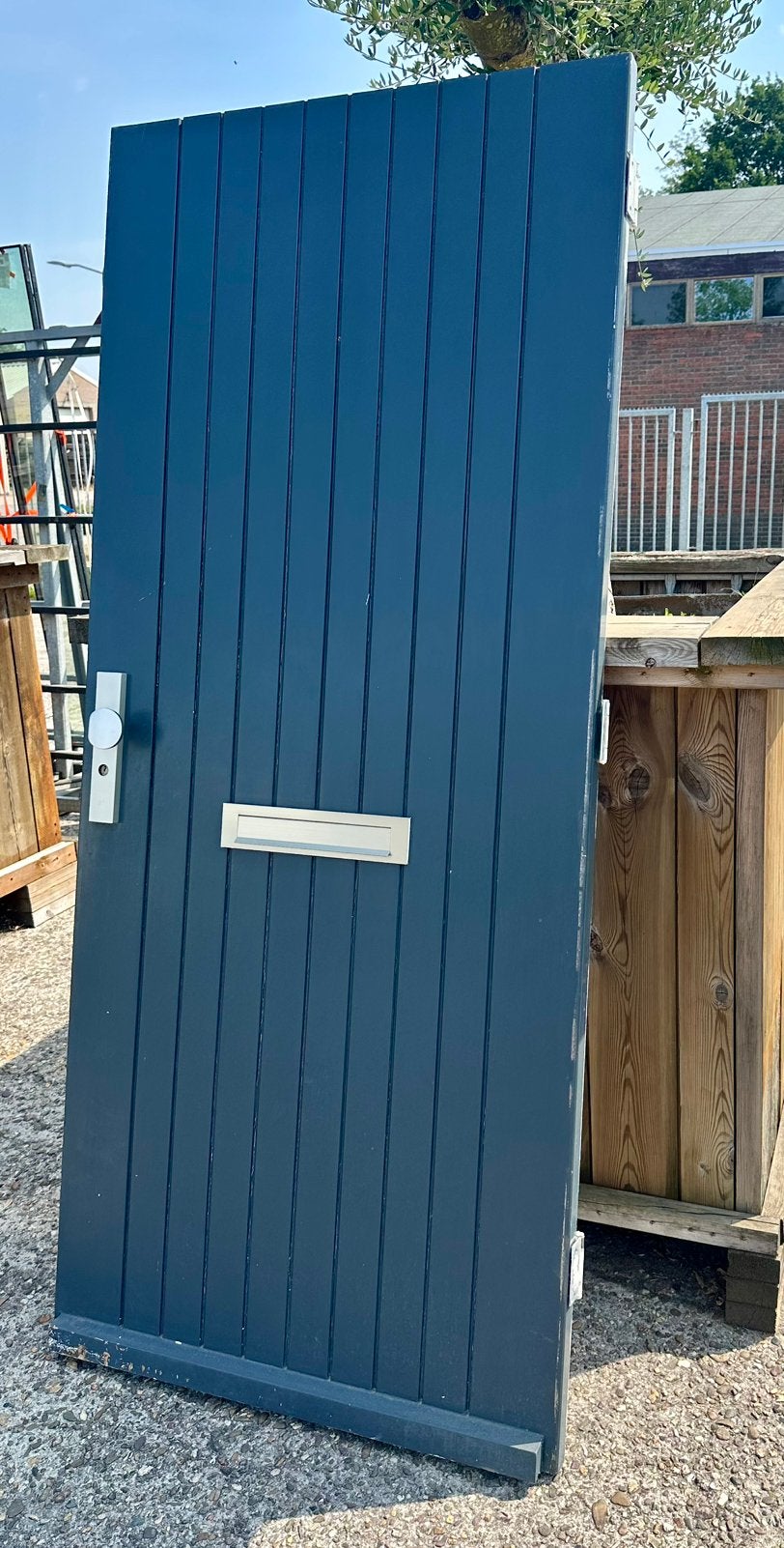 Hardhouten voordeur met beslag, Ophalen, 80 tot 100 cm, 200 tot 215 cm, Hout
