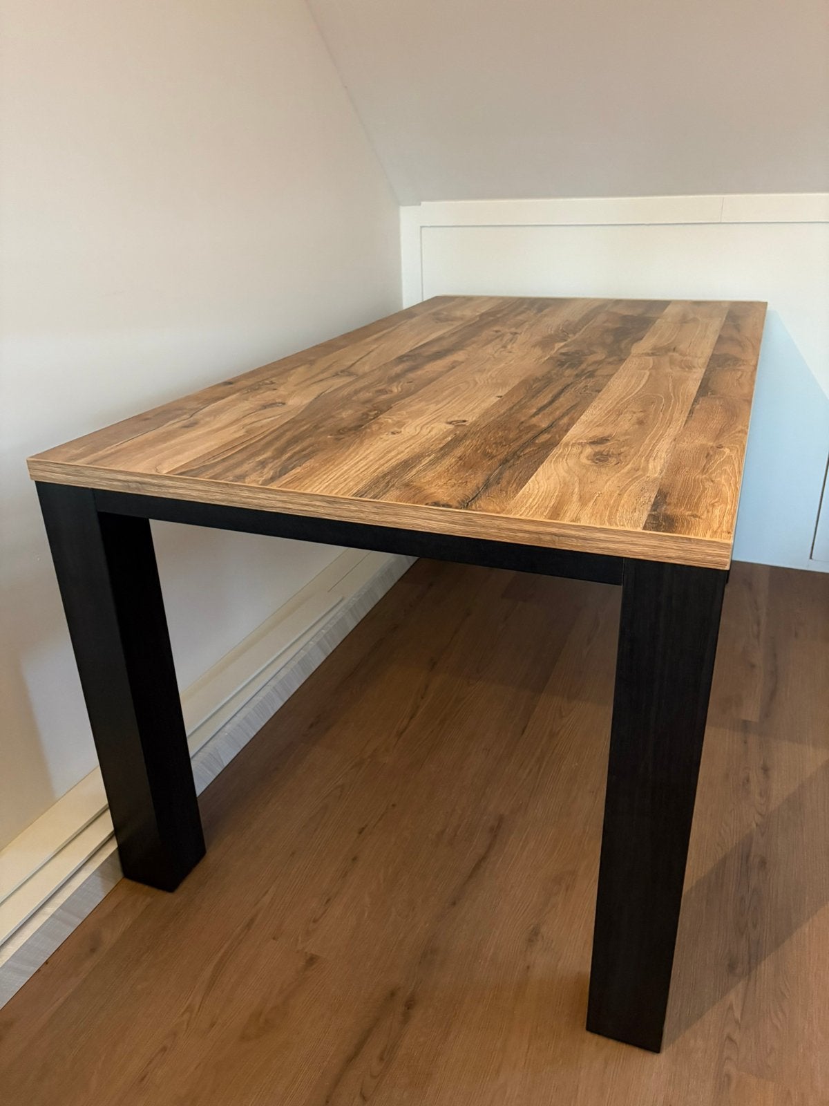 Eettafel Luc Eiken/Antraciet 160x90x77cm, Ophalen, 50 tot 100 cm, Zo goed als nieuw, 150 tot 200 cm