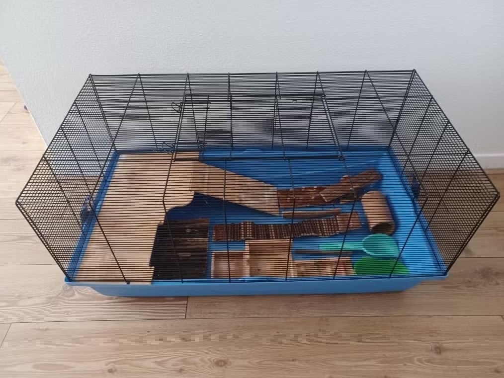 Hamster- en Caviakooi met toebehoren, Kooi, Zo goed als nieuw, Muis, 75 tot 110 cm