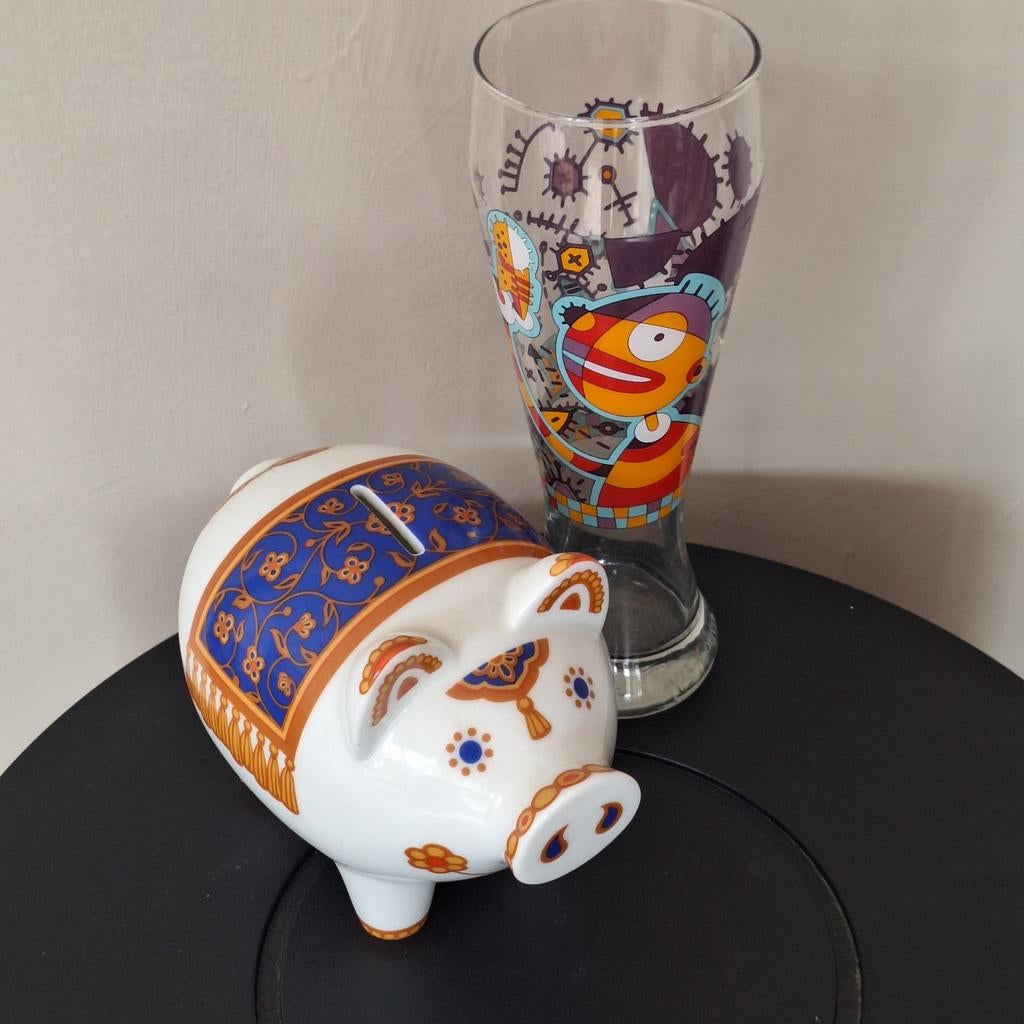 Ritzenhoff piggy bank Nilesh Mistry glas, Ophalen, Gebruikt, Steen, Aardewerk of Keramiek, Overige thema's