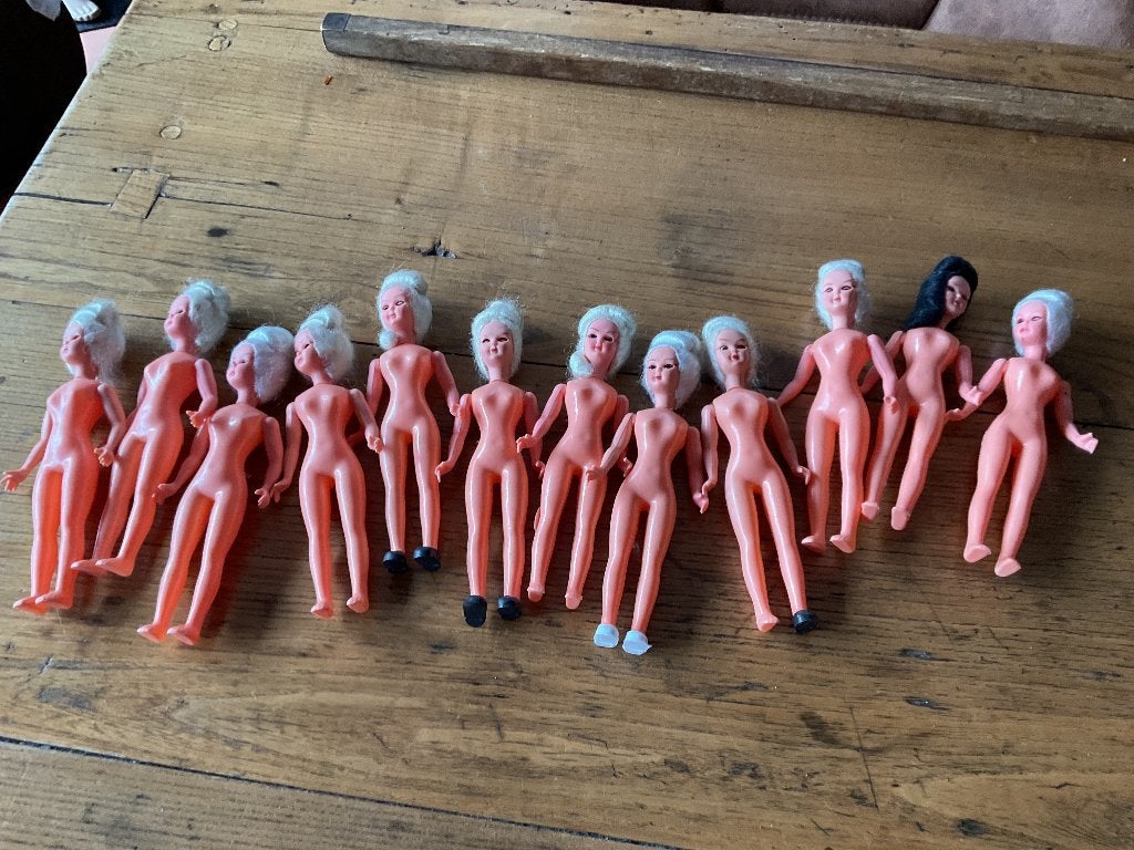 Set v 12 vintage popjes met slaapoogjes, wattenpopjes enz, Antiek en Kunst, Ophalen of Verzenden