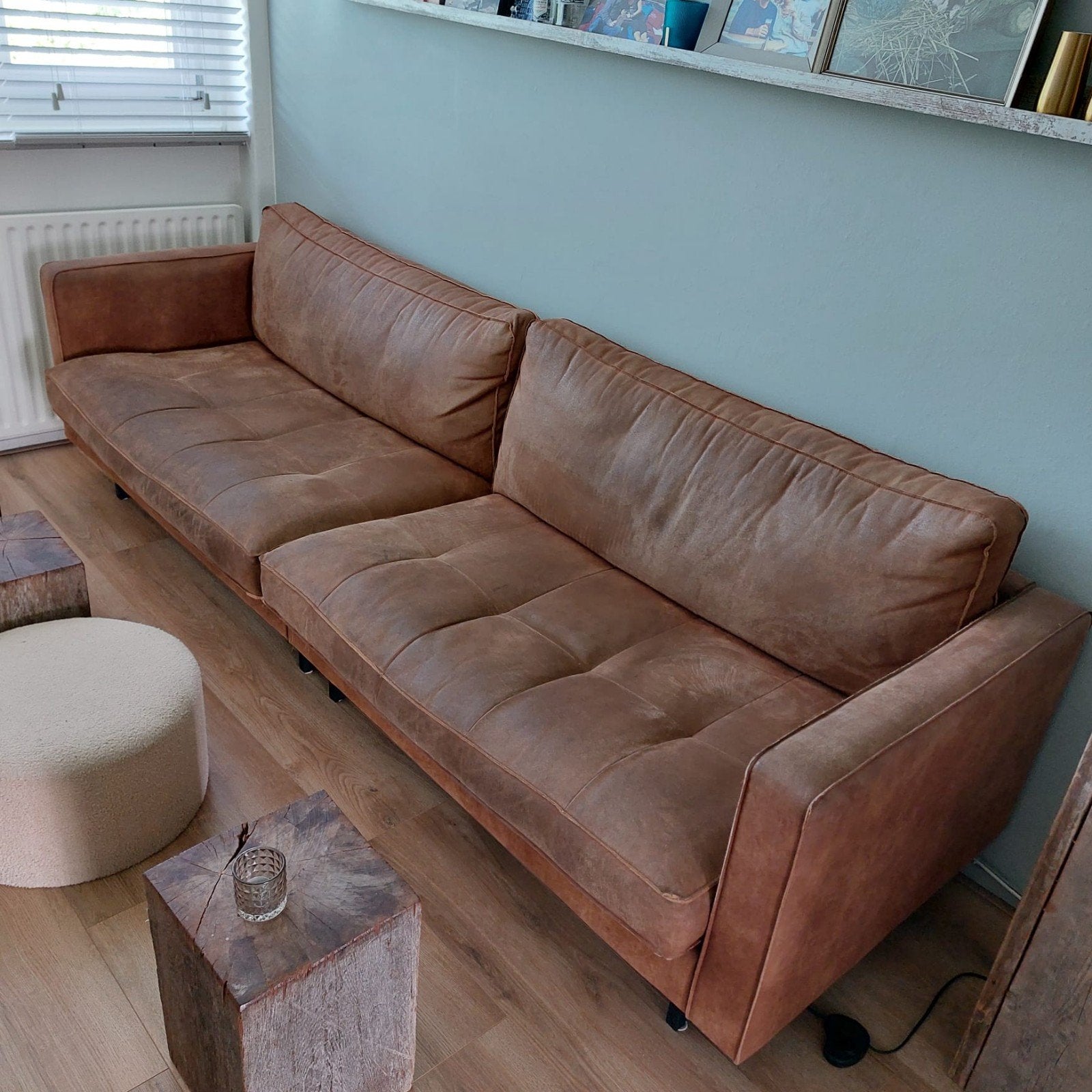 WOOOD Rodeo 2,5-zitsbank - Cognac Eco Leer, 250 tot 300 cm, Driepersoons, Ophalen of Verzenden, Zo goed als nieuw