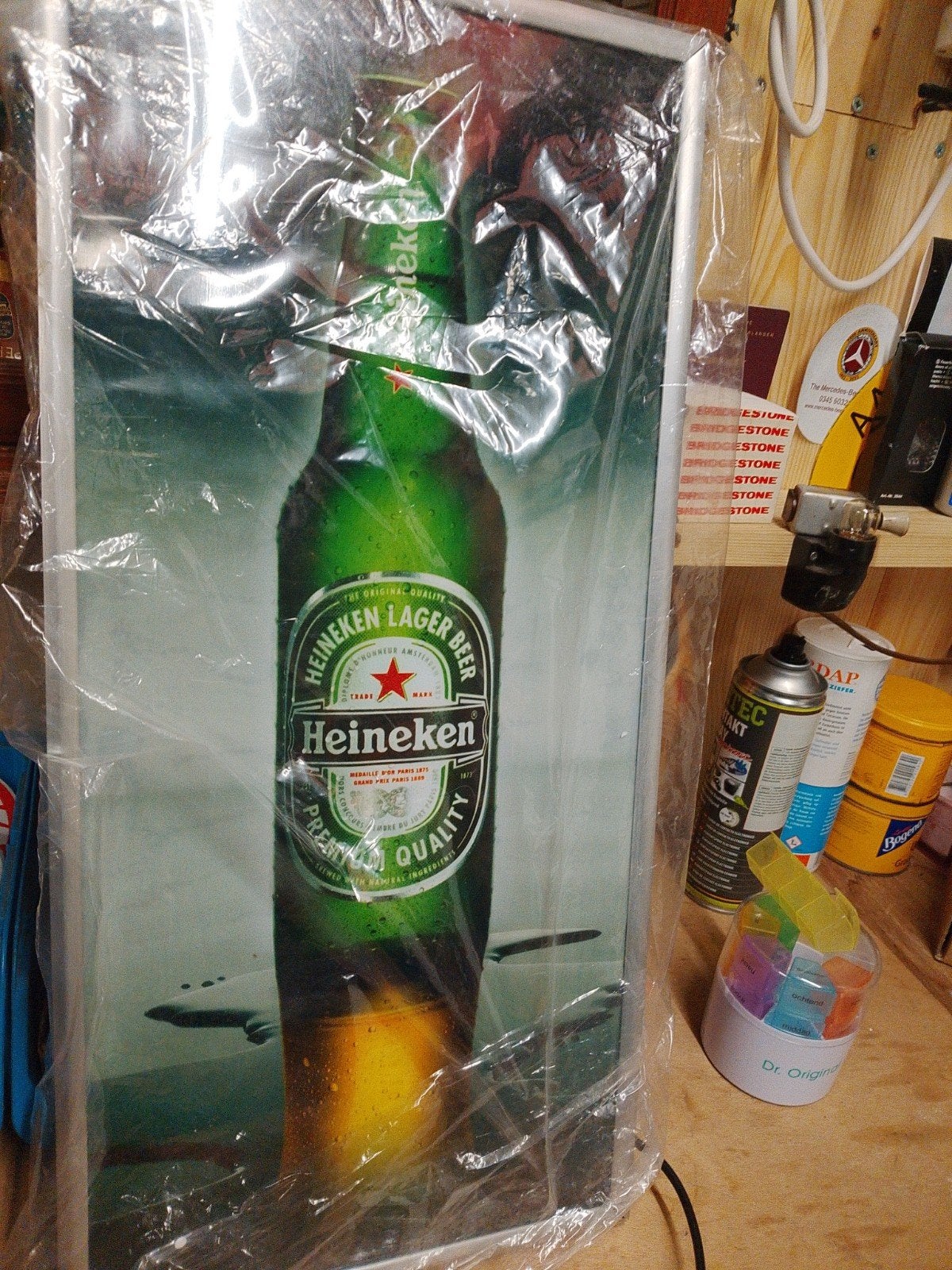 Heineken lamp met effect reclame, Ophalen of Verzenden, Lichtbak of (neon) lamp