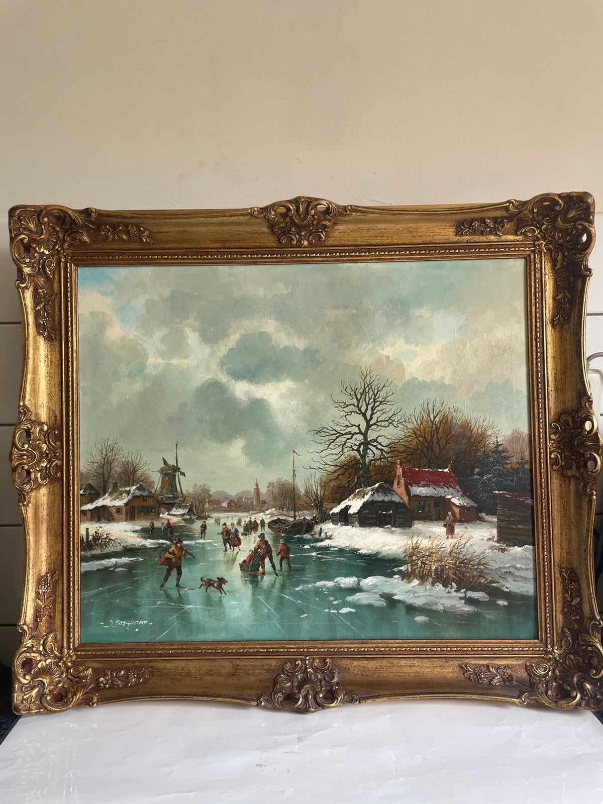 Winterlandschap, Antiek en Kunst, Kunst | Schilderijen | Klassiek, Ophalen of Verzenden
