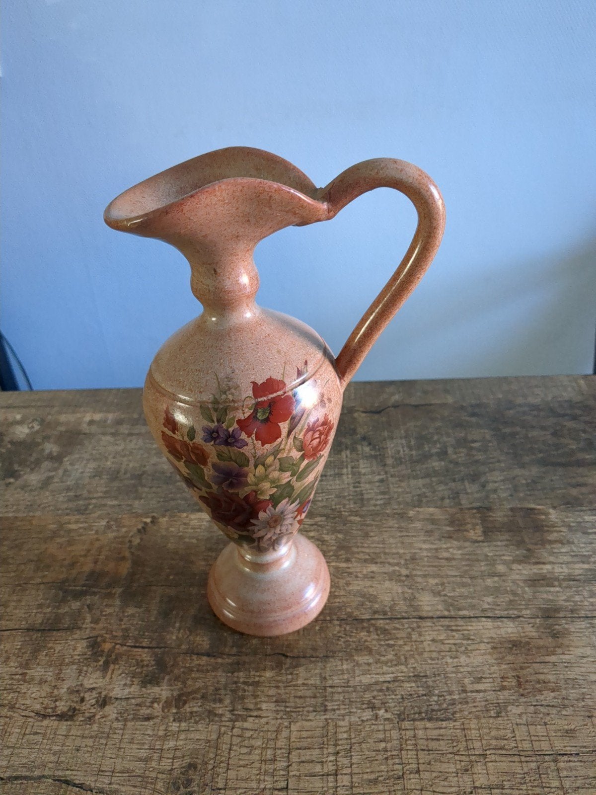 Vintage Aardewerken Kan met Bloemenprint, Ophalen