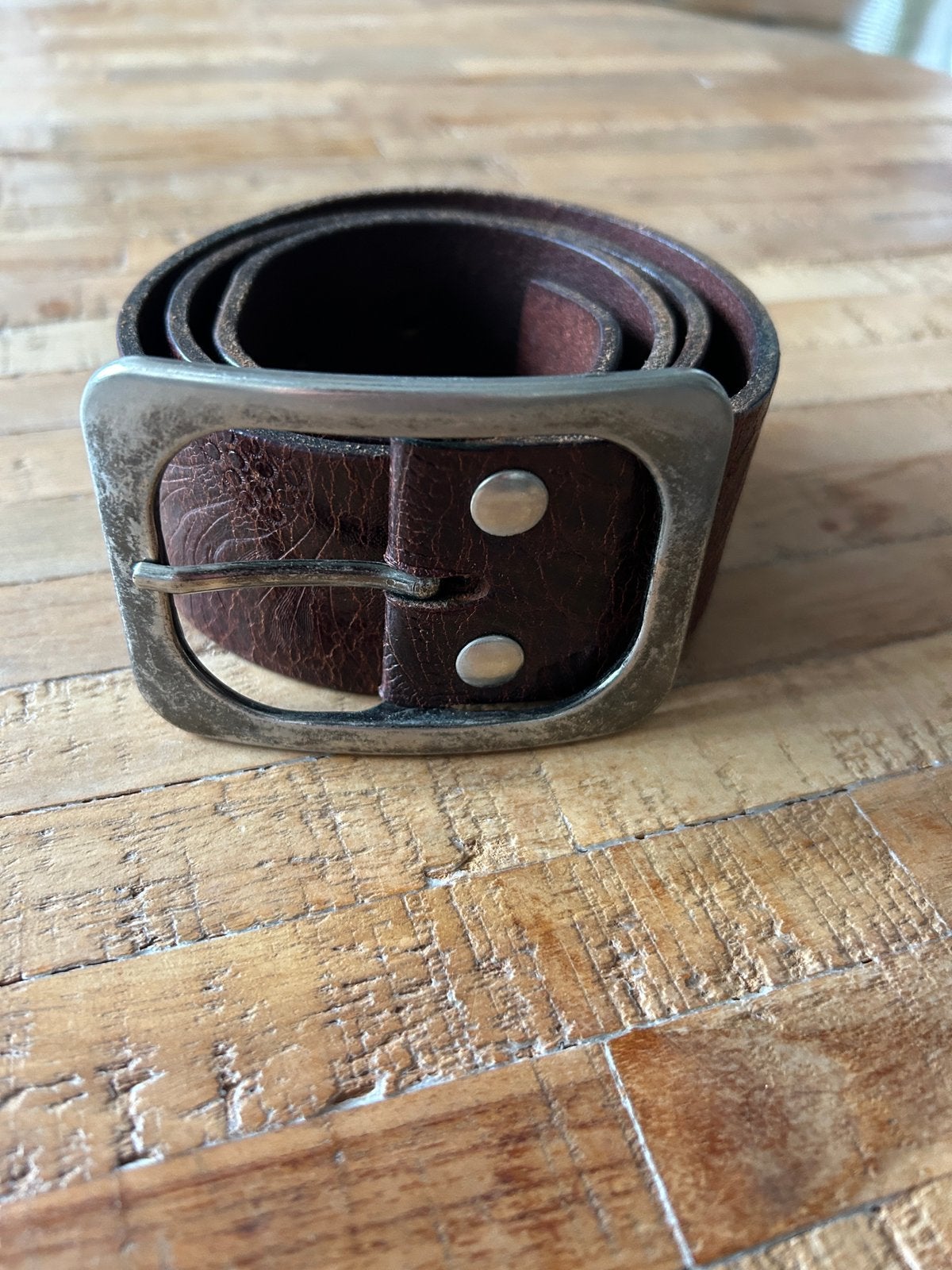 Echt lederen riem, Ophalen, Zo goed als nieuw, Bruin, 80 tot 90 cm