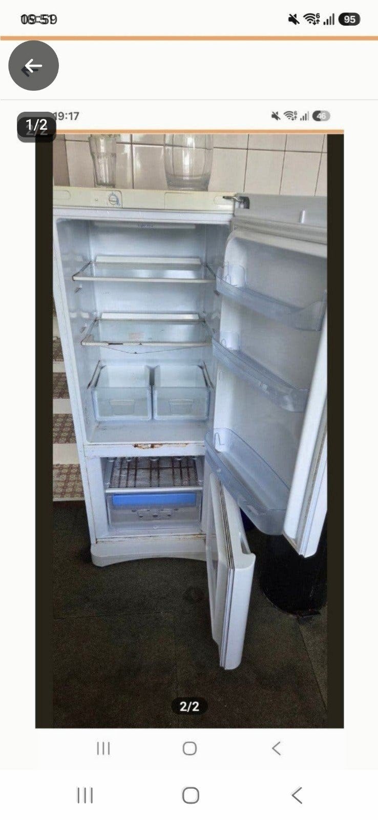 koelkast Indesit gratis, Ophalen, Gebruikt, 200 liter of meer, Met aparte vriezer