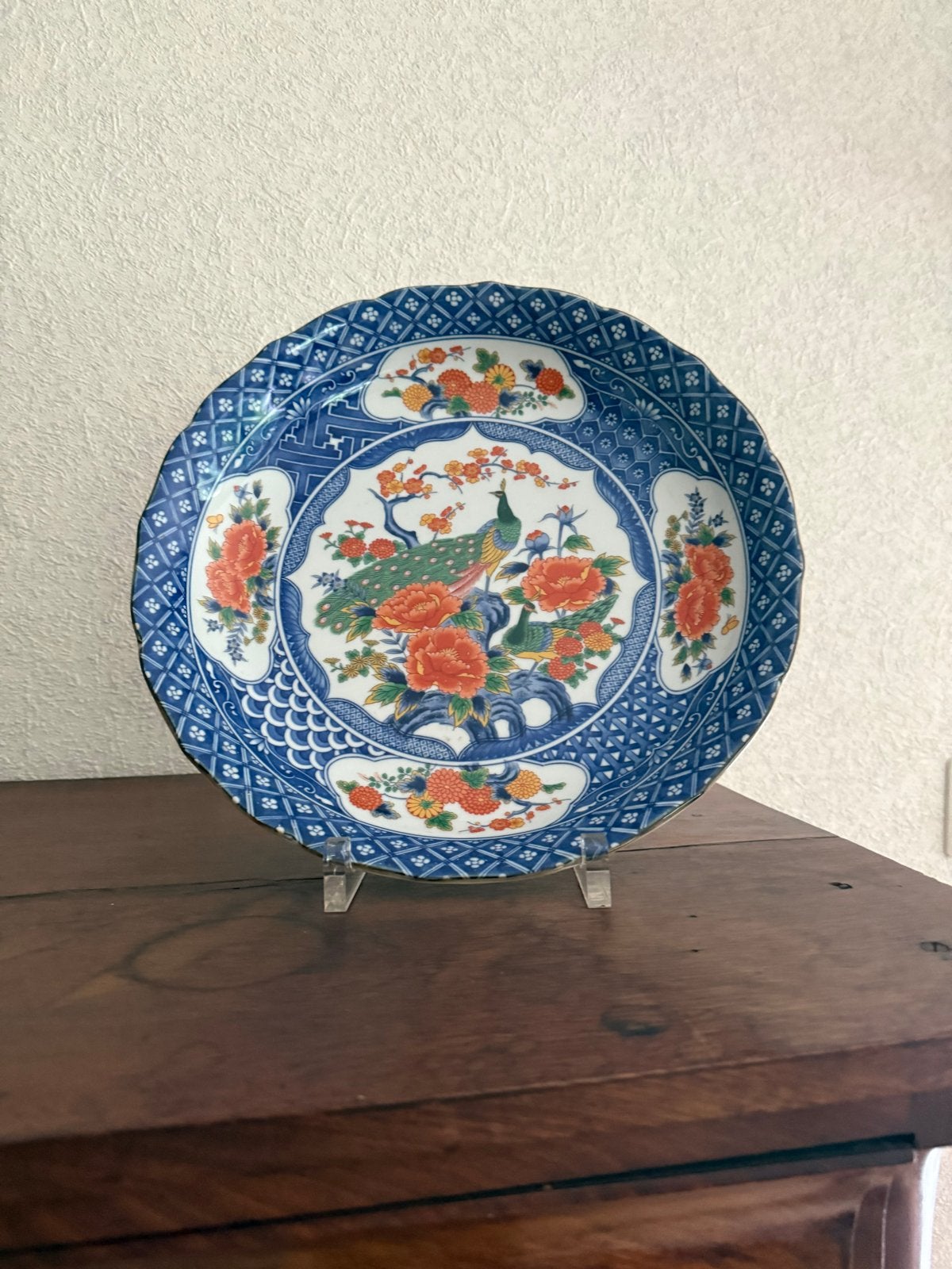 Decoratieve Japanse schaal met pauw en bloemen, Antiek en Kunst, Ophalen