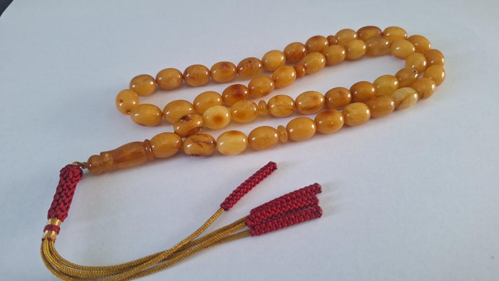 Baltische amber barnsteen tesbih ketting, Ophalen of Verzenden, Overige materialen, Ketting, Met edelsteen
