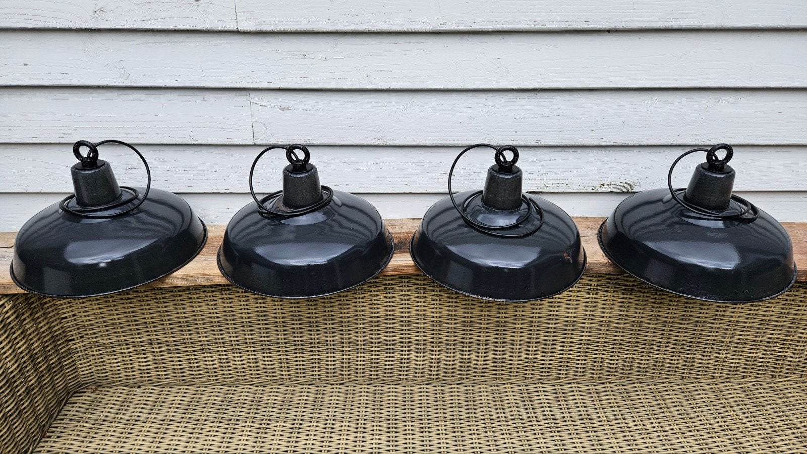 Emaille Hanglampen, Gebruikt, Metaal, Industrieel, E27 (groot)