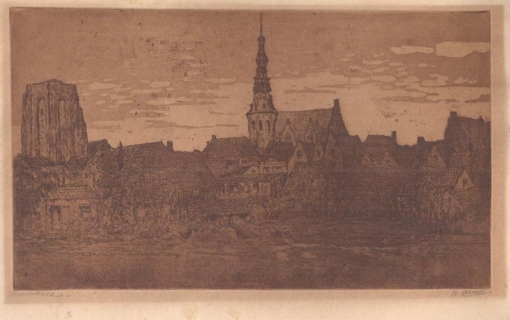Heuff, H.D. (1875-1945). " Zierikzee " Ets, Antiek en Kunst, Kunst | Etsen en Gravures, Origineel, Ets, Stadsgezicht, Ophalen of Verzenden