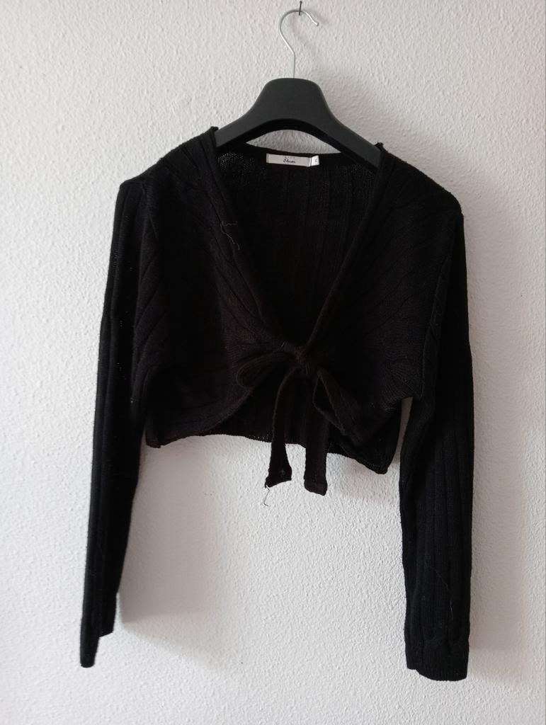 Zwart gebreid vestje met strik, Ophalen of Verzenden