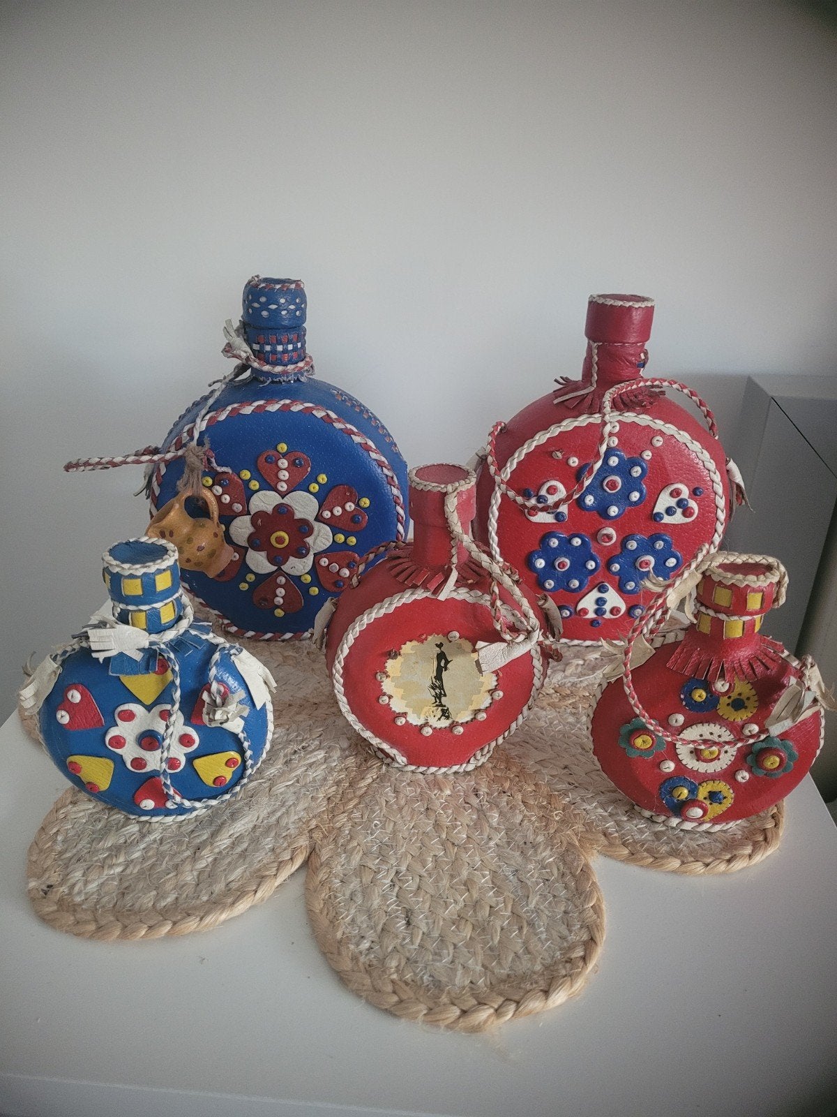 Decoratieve handgemaakte flessen/kruiken., Ophalen of Verzenden