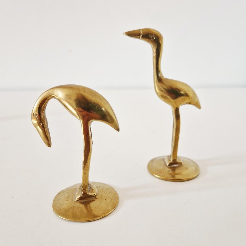 2 messing vogels kraanvogels jaren 70 beeldjes, Ophalen of Verzenden, Zo goed als nieuw, Dier
