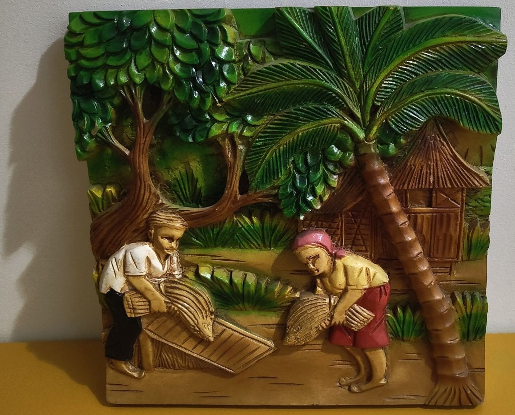Filipijnse houten handgesneden panelen 5 stuks div ontwerpen, Antiek en Kunst, Handgemaakt, Ophalen of Verzenden, Wanddecoratie