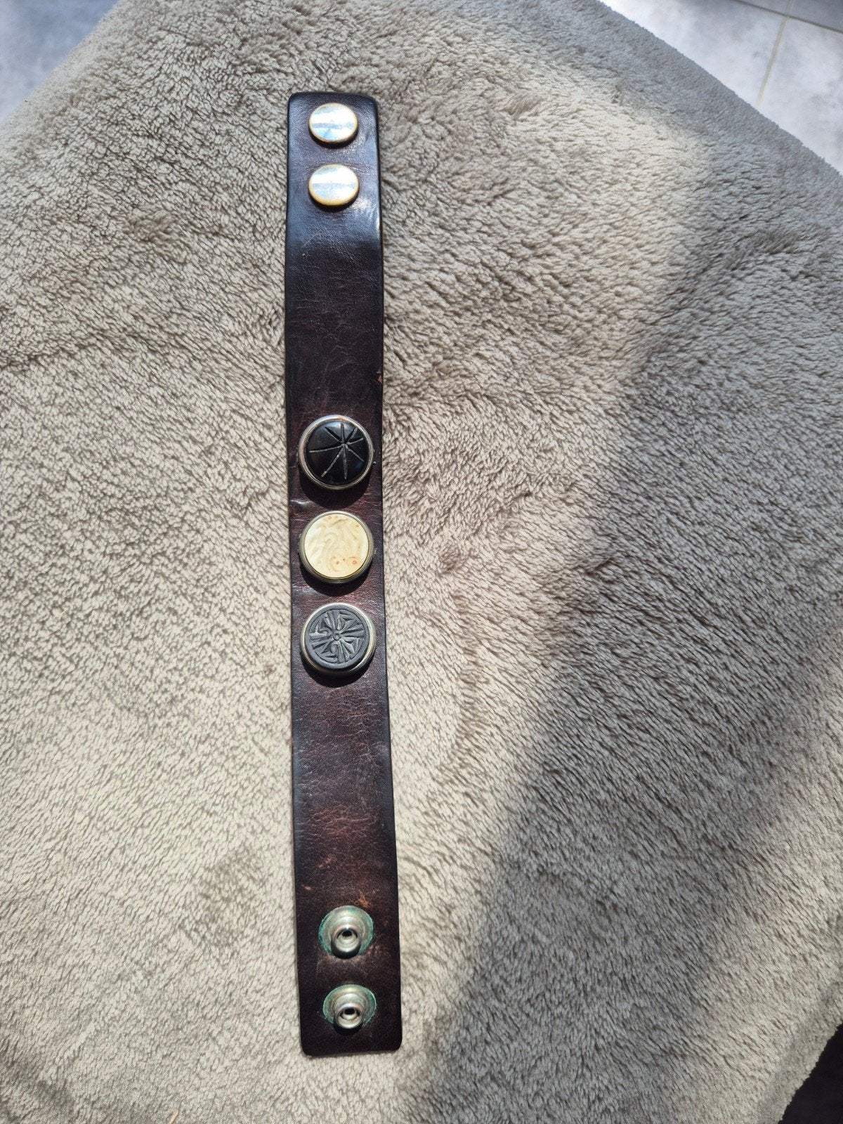 Originele Noosa armband maat M met 3 originele chunks, Gebruikt, Bruin, Leer, Ophalen of Verzenden