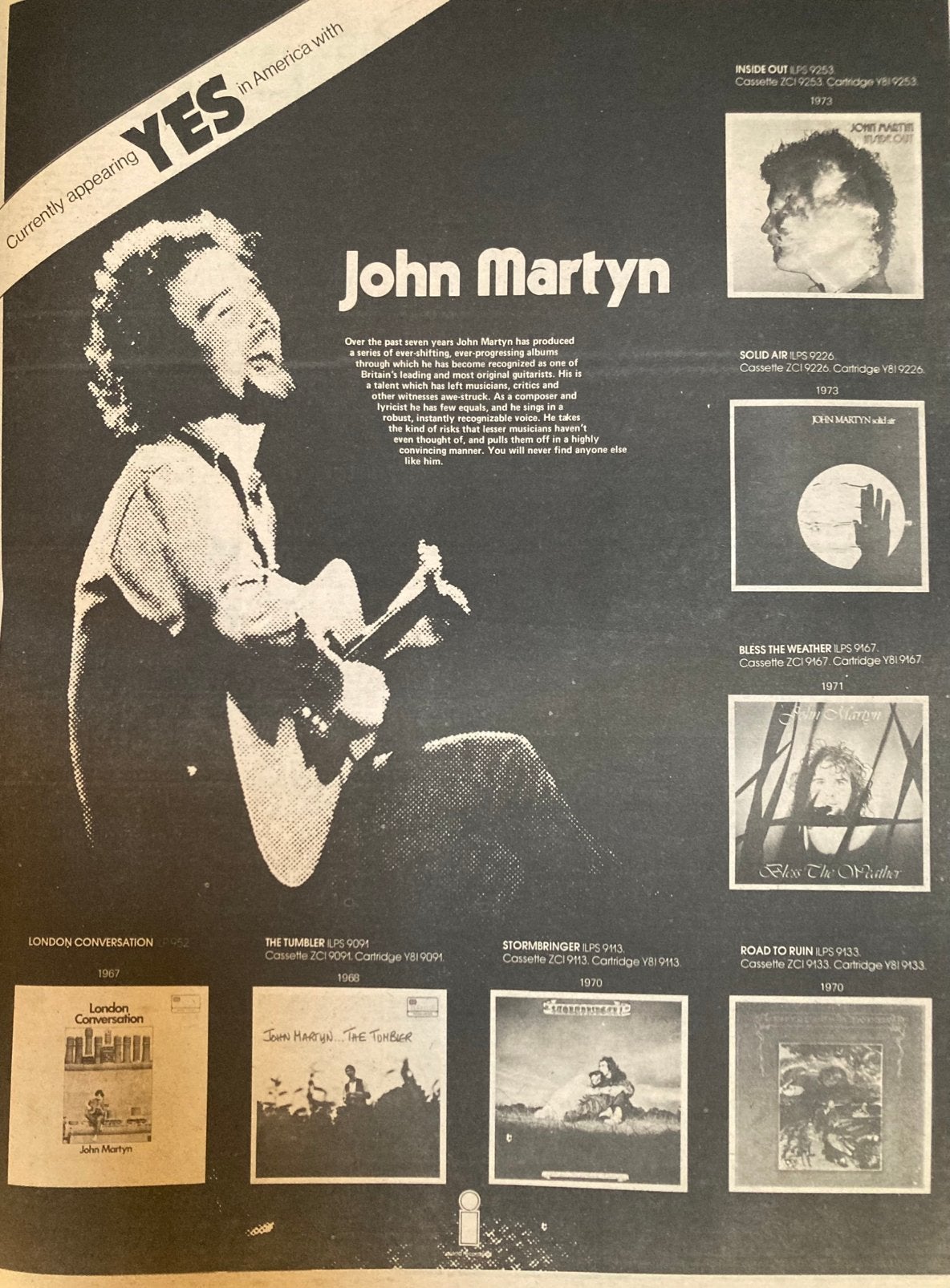 Paginagrote A3 advertentie JOHN MARTYN release, Ophalen of Verzenden, Zo goed als nieuw